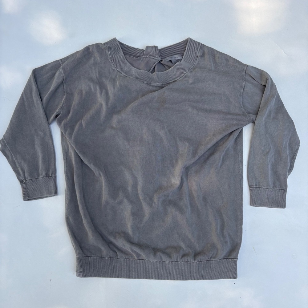 Barefoot Dreams Malibu Collection Gray Twist Back Keyhole Pullover Sweater Small